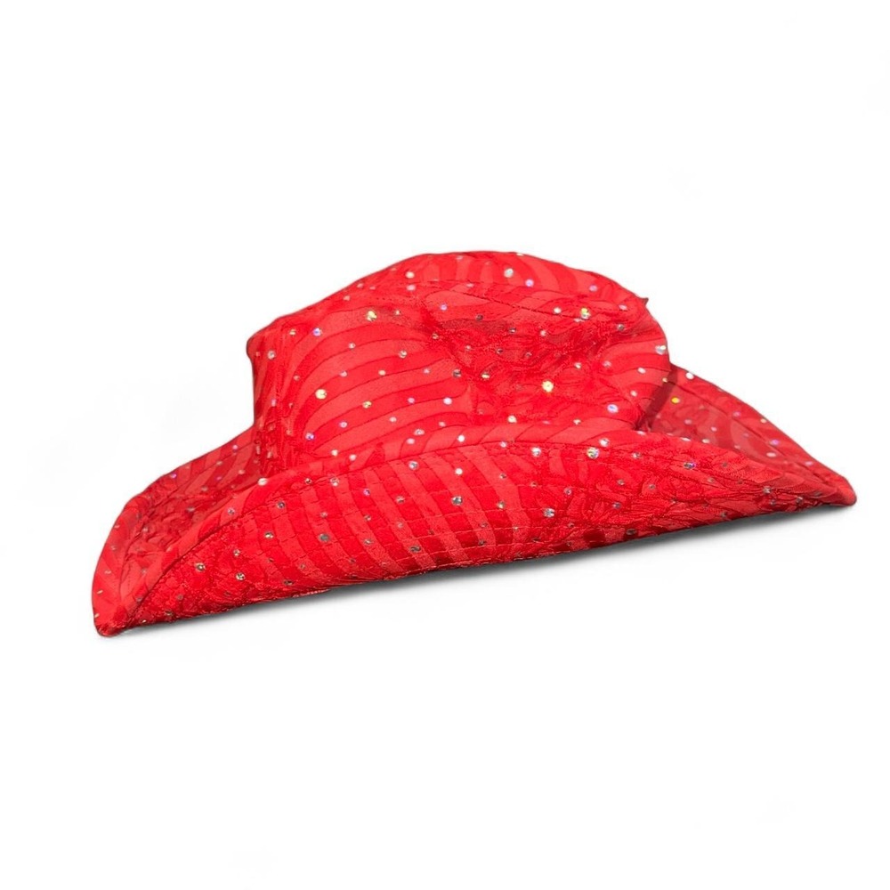 Sophia Collection Red Rhinestone Cowboy Hat Red Hat Society Western Costume Hat